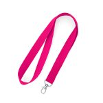 Lanyard con mosquetón personalizable rosa de poliéster con impresión